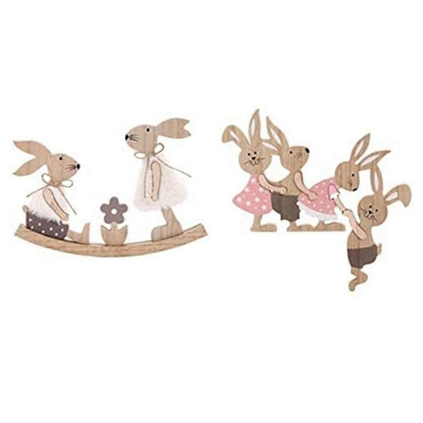 Træ Gynge Kanin Håndværk Skrivebords Ornament Hjem Dekoration Bunny Dørramme Vedhæng Husholdningsartikler