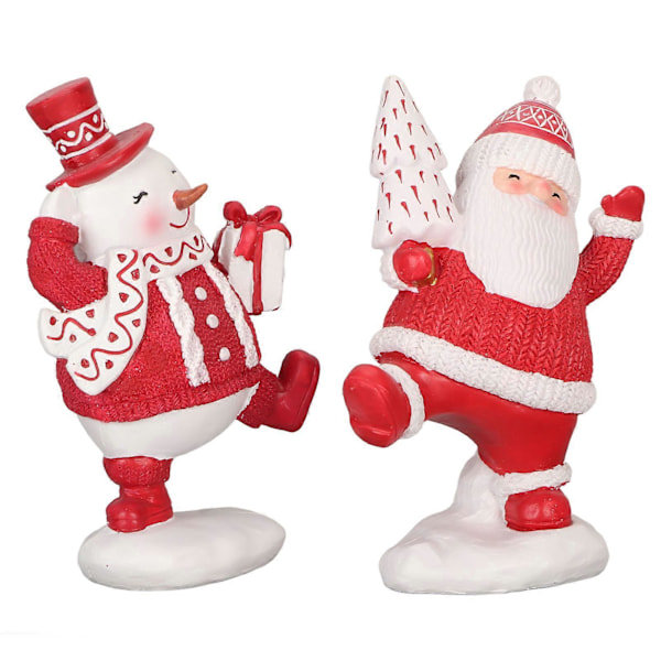 Jultomte Staty Snögubbe Figur Röd Sagolik Atmosfär Färgbeständig Handmålad Julfigur för Visning