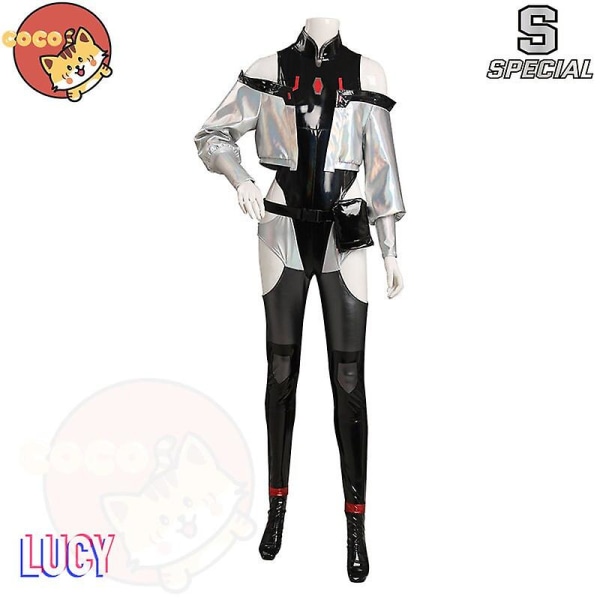 Cocos-s Anime Cyberpunk Edgerunners Lucy Cosplay Kostym Anime Cyberpunk: Edgerunners Cosplay Lucy Sexig Läderdräkt och peruk L