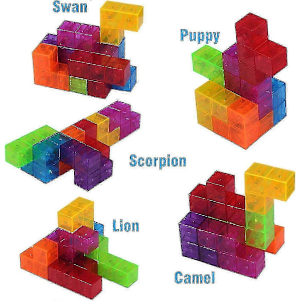Magnetiska Byggklossar För Barn Magic 3d Magnetiskt Pusselkuber Med 54 Guidekort För Barn (röd)