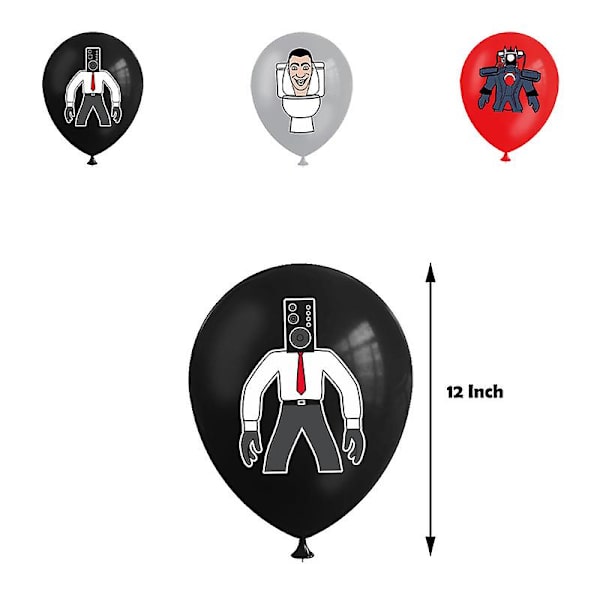 Skibidi Toalett Barn Födelsedagsfest Ornament Banner Tecknad Banderoller Tårta Topper Latexballonger Pojkar Flickor Fest Dekoration Present Mixed balloons 18pcs