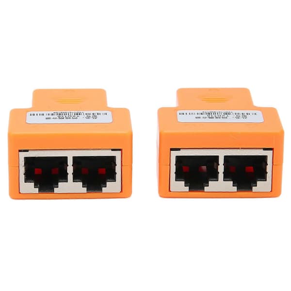 2 stk. 1 til 2 Ethernet Splitter Kobling PVC RJ45 Splittere Kobling Interferensmotstand
