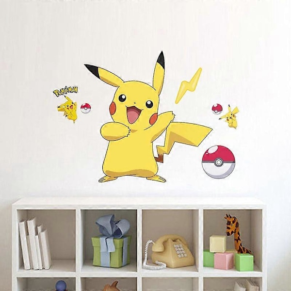 Jätte Pikachu Skala och Fäst Väggdekaler Barn Tecknad Väggdekal