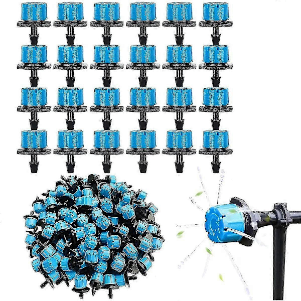 200 stk. 1/4 tomme Justerbart Mikro Drypvandingssystem Vandingssprinklere Anti-tilstopning Emitter Drypper Blå Haveartikler