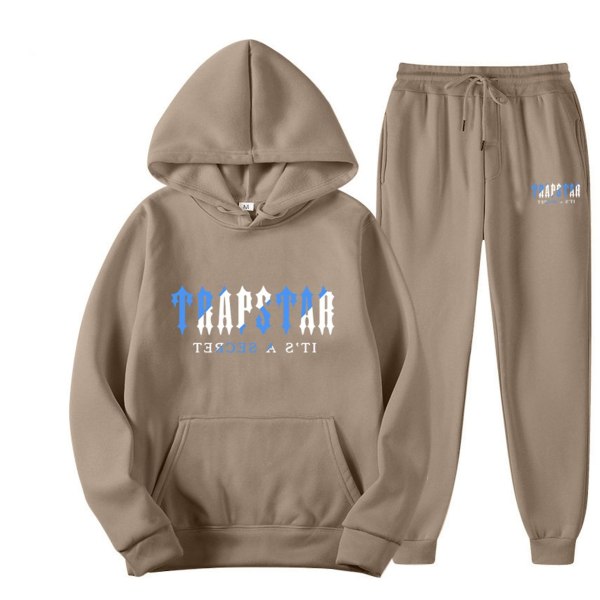 Joggingsdräkt för män Träningsoverall Set Hoodie Topp Sportkläder Långärmade sweatshirts Hoodie Byxor Sportkläder Casual Joggingsuit Tvådelad M beige