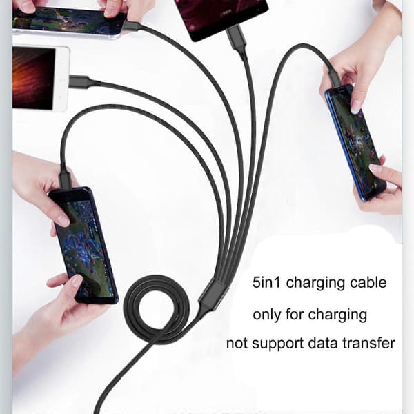 Multi Ladekabel Multi USB-kabel USB-ladekabel Nylonflettet Universal 3/4/5 i 1 Multi Laderkabeladapter One for three