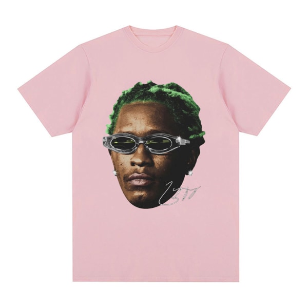 Rapper Young Thug Grafisk T-shirt Herr Kvinnor Mode Hip Hop Vintage T-shirt Pink M