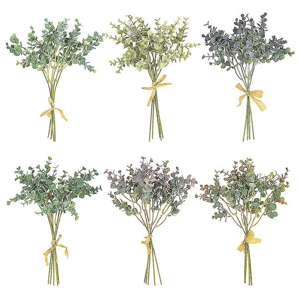 5 st/bukett Eukalyptusblad Konstgjorda växter Blommor Gör-det-själv-krans Hemträdgård T C3