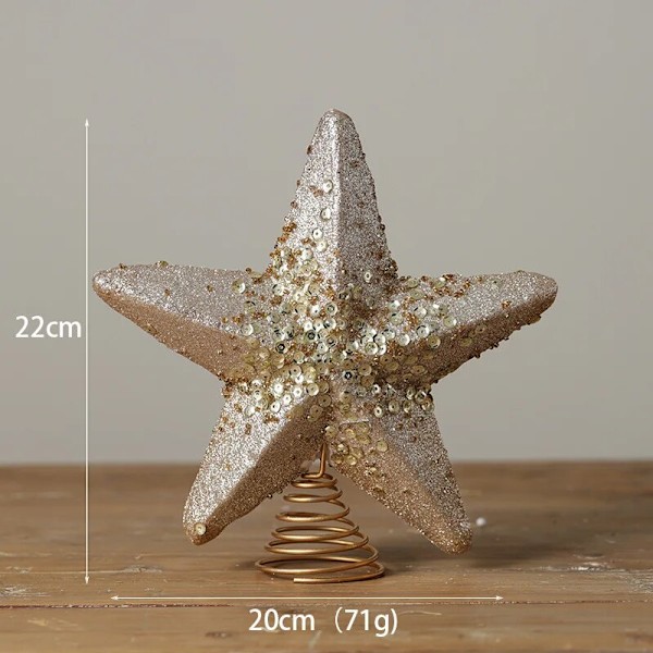 Champagne Julgransdekorationer Bollar Bauble Xmas Party Hängande bollprydnader Juldekorationer för hem Nyårspresent 20cm Top Star