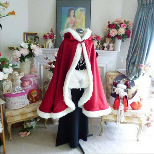 Xmas Jul Vuxna Damer Mrs Santa Claus Finklänning Kostym Kappa Cape Grön Röd Vit red
