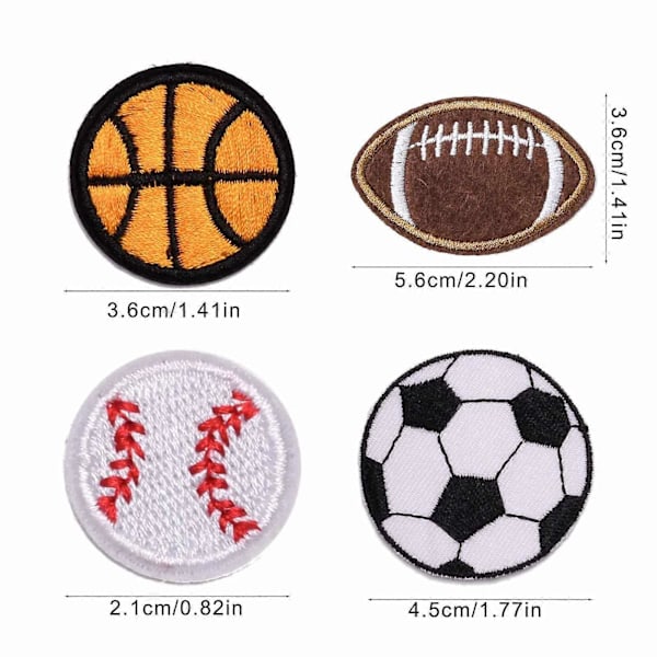 12 st/set Fotboll Stryk på Applikationer Sy-på Fotboll Broderade Applikationer för Kläder Hatt Jeans Kjolar Ryggsäckar