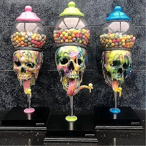 Boblegummaskine Farverig Kranie Slik Dispenser Halloween Bordpynt Til Hjemmet