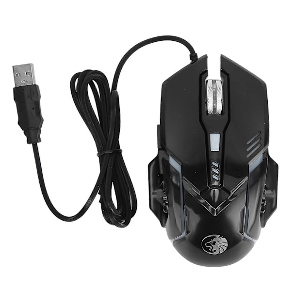 Kablet Gaming Mus DPI 1200 1800 2400 3600 USB Interface RGB Baggrundsbelyst Ergonomisk PC Gaming Mus til Hjemmecomputer Kontor Sort