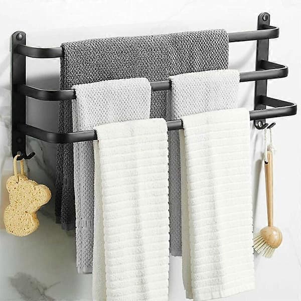 Vägghängd Handdukstork, Dubbeldesign Maximerar Förvaring i Begränsade Utrymmen (50cm)