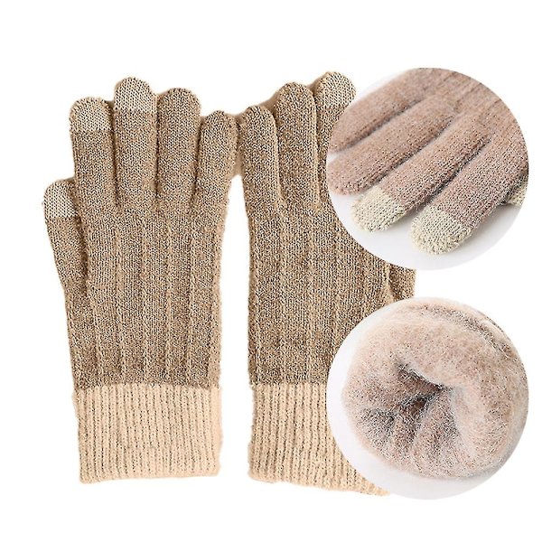 Vinter Touchscreen Stretch Thermal Magic Handskar Varm Ull Stickad Tjock Fleece Style2