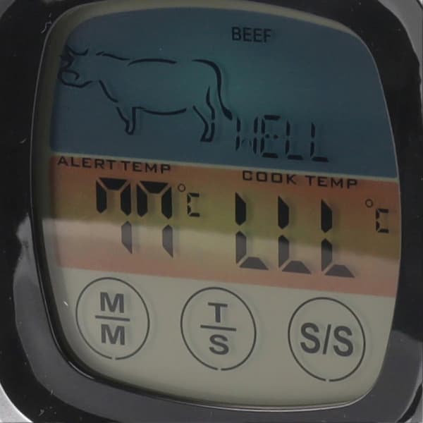 Mad Touch Termometer Køkken Digital Display Timer Termometer Felt Grill Termometer Sort med Sølv Midterramme