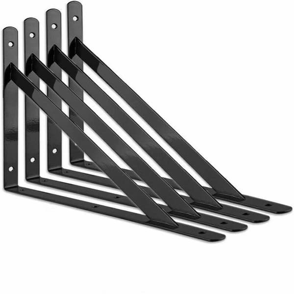 Vägghyllkonsoler. 8 st 90 graders triangulära stålkonsoler. Hyllkonsoler 200 mm x 120 mm. Hörnstöd (svart)