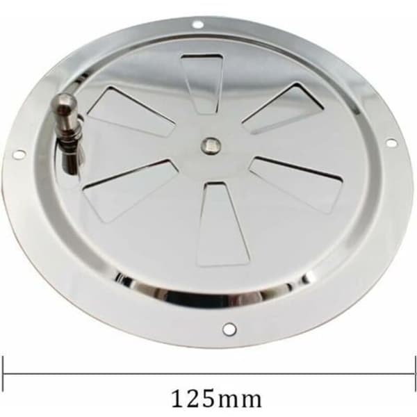 Rund ventilationsrist. Justerbar luftventil. Luftindtag og -udtag i rustfrit stål. 125 mm