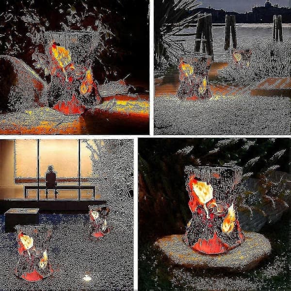 Solcellelamper Utendørs Vanntett Flakkende Flamme Solcelle Stubbe Lamper Solcellelykt Terrasselys