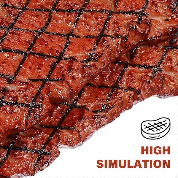 2 stk. Kunstig PVC Bøf Simulation Mad Model Tilberedt Stegt Oksekød Hjem Køkken Marked Display