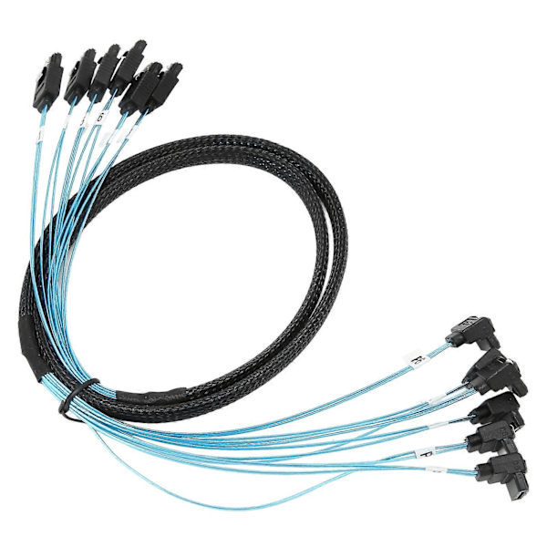 Mini SAS -kaapeli 6 SATA - 6 SATA suora kaareva kaapeli 6 Gbps häiriönestolla, kaksoissuojattu SATA-kaapeli SSD:lle 1m / 3.3ft