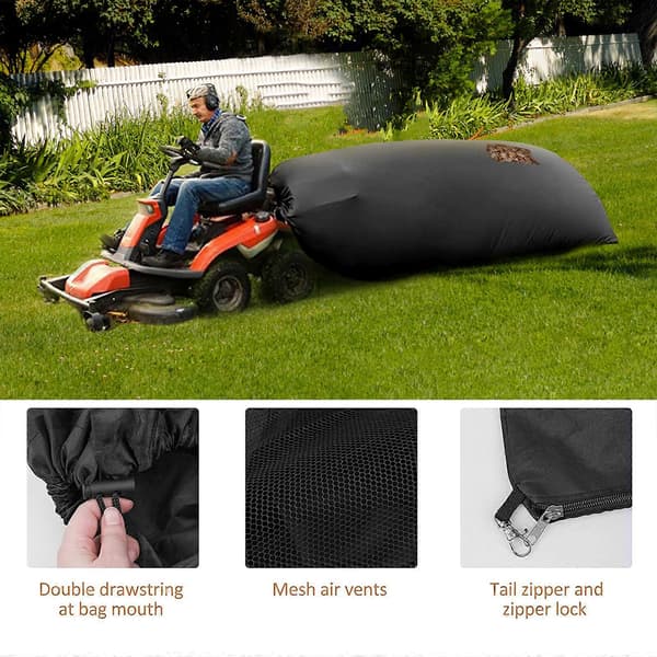 Nyhed Sort 200 X 130 cm Havetraktor Blad Opsamlingspose Haveklipper Fejepose