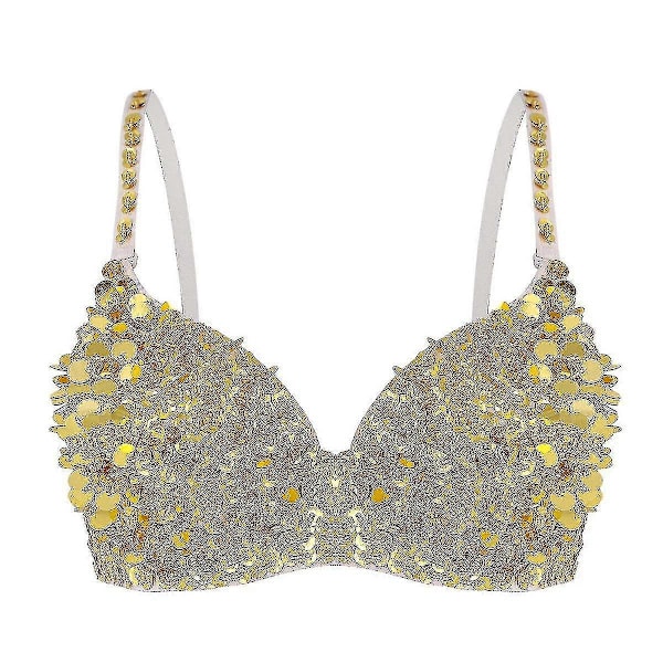 Tribal Glitter Paljettprydd Magdans BH Topp för Kvinnor