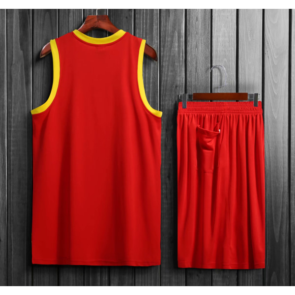Baskettröja för män andas i 100 % polyester red 4XL