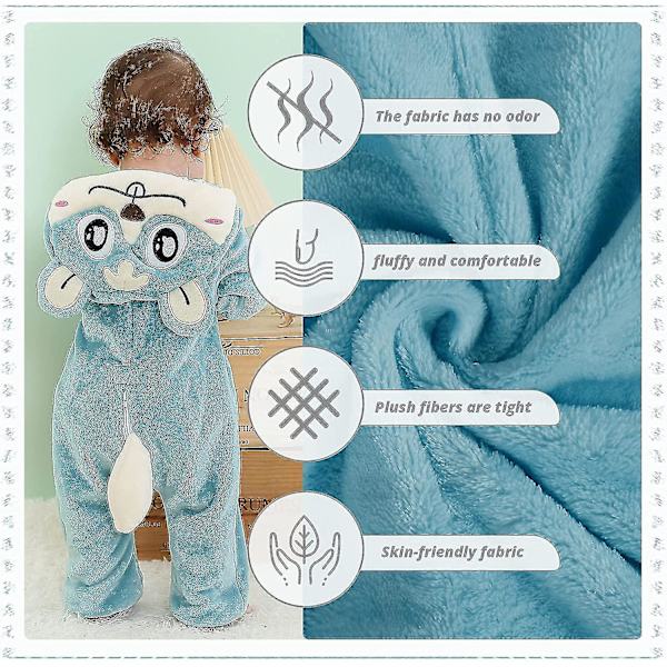 Unisex baby Vinter Höst Flanell Huva Romper Cosplay Jumpsuit Hög kvalitet Blue 2 5 Months