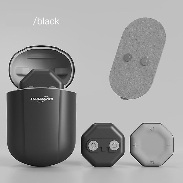 Bärbar massageplåster Laddningsbox Mini Smärtlindrande terapianordning Trådlös elektrisk pulsmassager för nacke axel rygg Black no RC