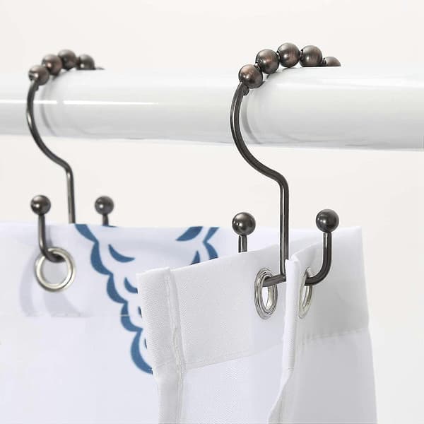 12 stk. Bruseforhængsringe i rustfrit stål Brusekroge til forhæng