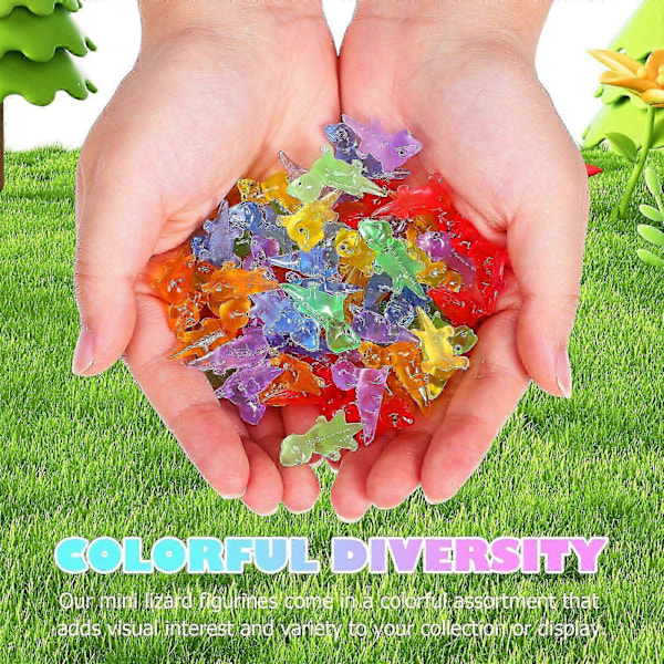 60 stk. Mini Firben Figurer Selvlysende Reptil Miniaturer Små Resin Firben