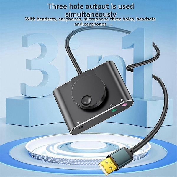 USB Ulkoinen Äänikortti 3,5 mm Kuulokemikrofoniliitäntä Ajuriton Äänimuunnin Pöytäkoneille ja N