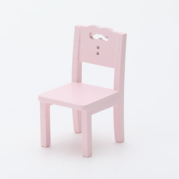 1:12 Dockskåp Barnbord och Stol Simuleringsmöbler Mini Stol Leksaksset Möbelmodell, Rosa