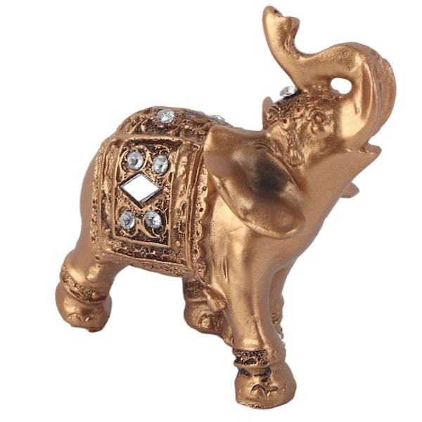 Gylden Elegant Statue Figur med Snabel Opad Samlerobjekt Velstand Boligindretning (9*9cm)