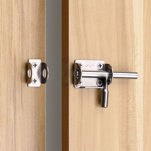 Sæt med 4 skydedørslåse i rustfrit stål – Rustfri – Dobbeltsidet installation – Til indvendige og udvendige døre