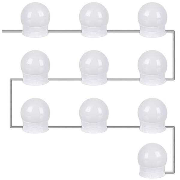 LED-belysning for sminkespeil og sminkebord - speilmontering. Hvit.