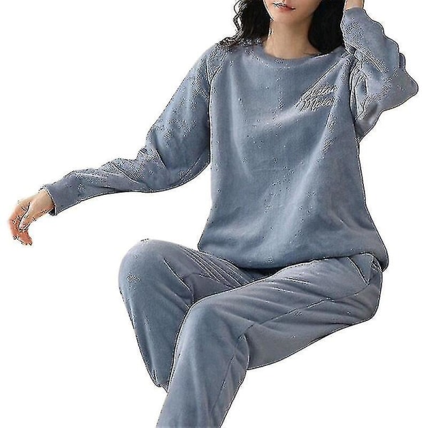 Nya 2023 flanell Pyjamas Dam Set Höst Vinter Varm Tjock Coral Velvet Långärmad nattkläder Hem Pyjamas Nattkläder style 1 M