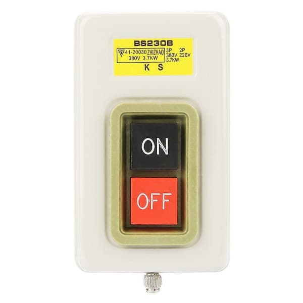 Selvlåsende 3P On/Off Strøm Trykknap Switch AC 380V 3.7kW BS230B