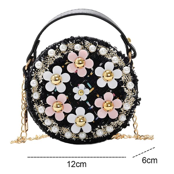 Crossbody-taske til småbørn med perleblomster, mini søde prinsessehåndtasker