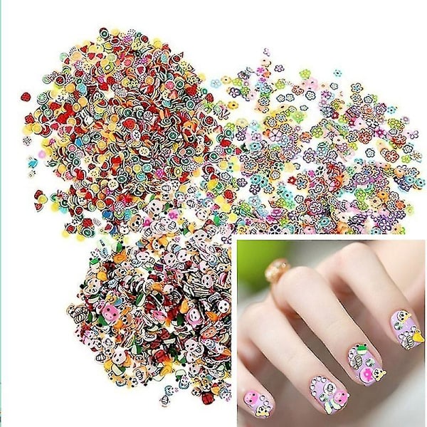 1000 st 3d fruktdjur DIY Nail Art Tips klistermärken dekoration