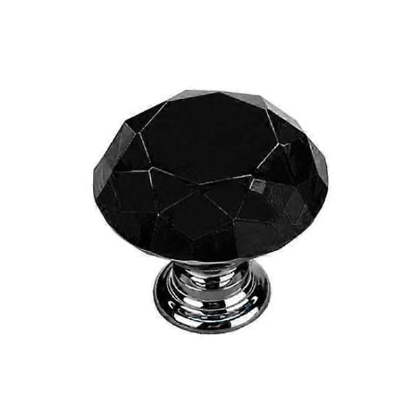 Knapper 2 stk - Diamant / Krystal Sort med sølv base Sort