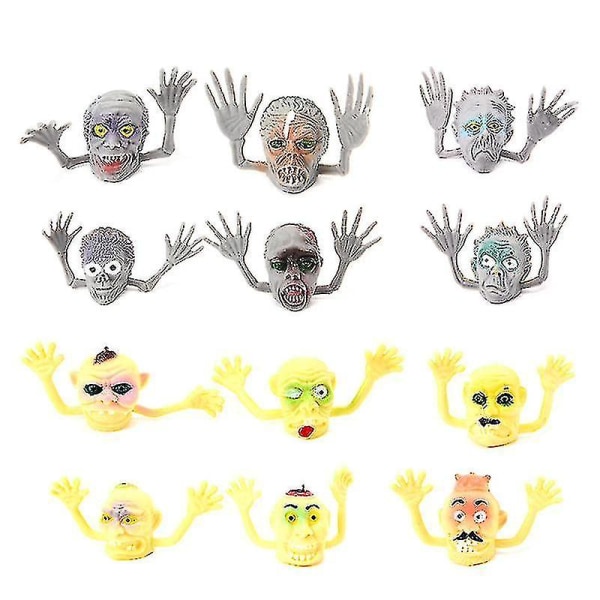 6st Halloween Finger Handskar Spökhuvud Zombie Witch Finger Handskar Knepiga leksaker Yellow