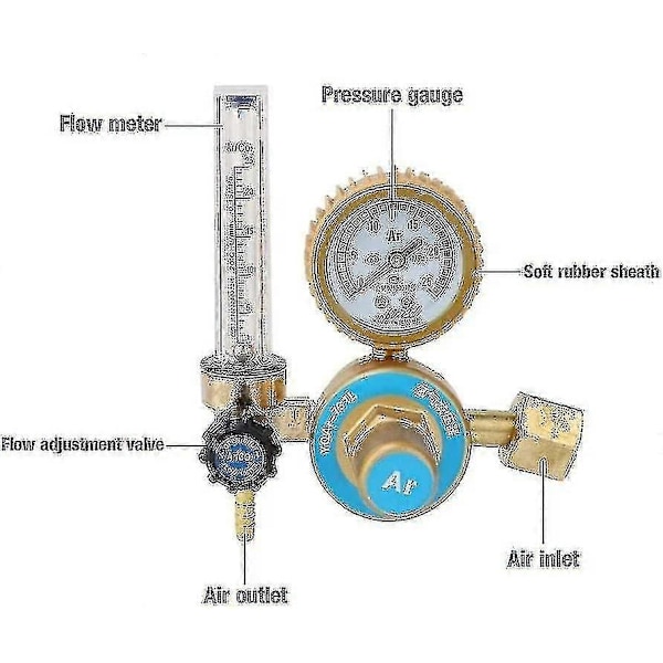 Argon CO2 Flödesmätare Regulator, Tryckmätare 0~25mpa, Universal Argon CO2 Svetsregulator Tryckreducerare