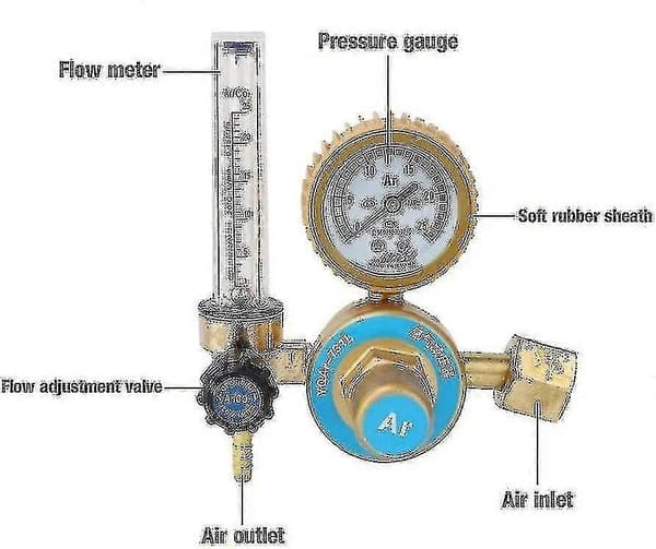 Argon CO2 Strømningsmåler Regulator, Trykkmåler 0~25mpa, Universal Argon CO2 Sveise Regulator Trykkreduserer