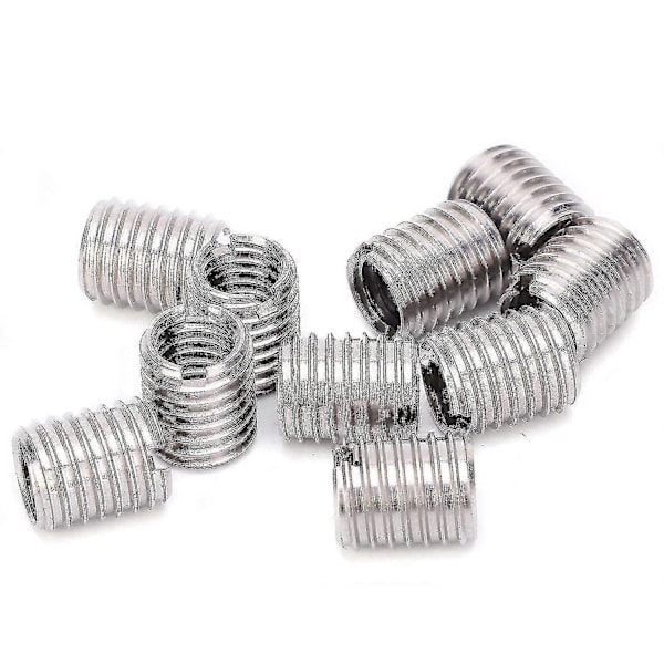 10 stk. Innsettingsmutter, hunngjenget innsetting M8*1.25 hann M10*1.5 Lang 12 mm Bunnhull 9,0 mm Rustfritt stål Installasjonsmutter Reparer gjenget hylse Sokkel Scr