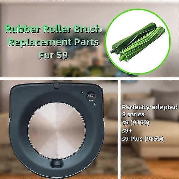 4 Sæt S9 Udskiftningsgummibørster kompatible med IRobot Roomba S9 S9+ S9 Plus