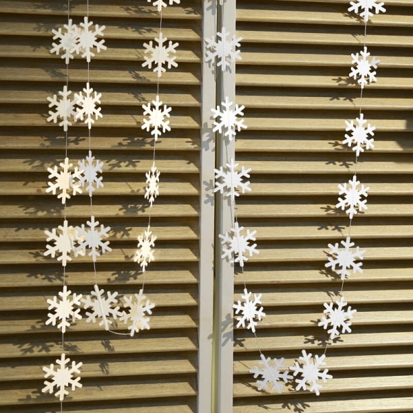 4M Snöflinga Form Papper Garland Banner Bunting Frozen Fest Jul Snöflingor Hängande dekoration Vinterfest Dark Blue