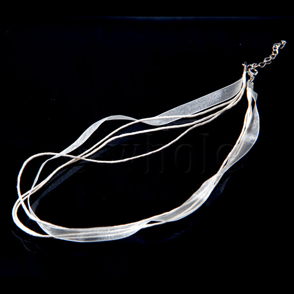 100PC Hummer Clasp Organza Ribbon Waxen Cord String halsband