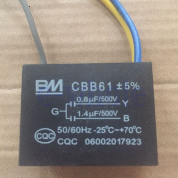 CBB61 Takfläktens strömanslutningskondensator 70 ℃ 1.4UF + 0.8UF